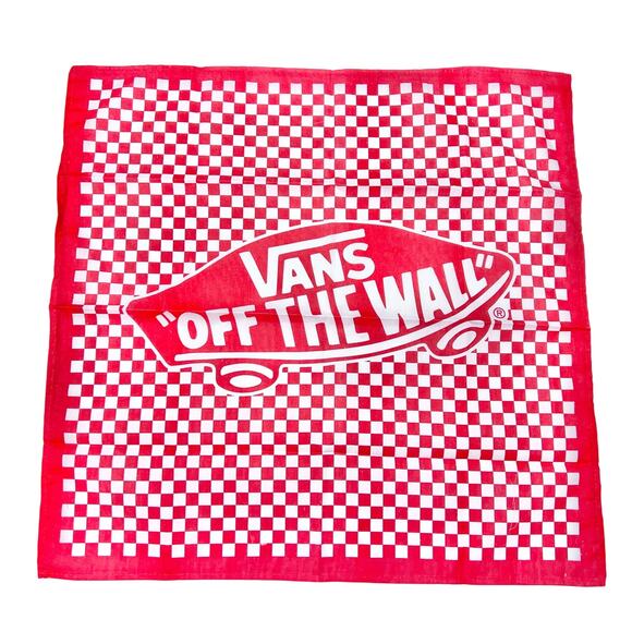 Vans Logo Bandana Red and White Checkerboard Checkered Cotton 22" New - Picture 1 of 3